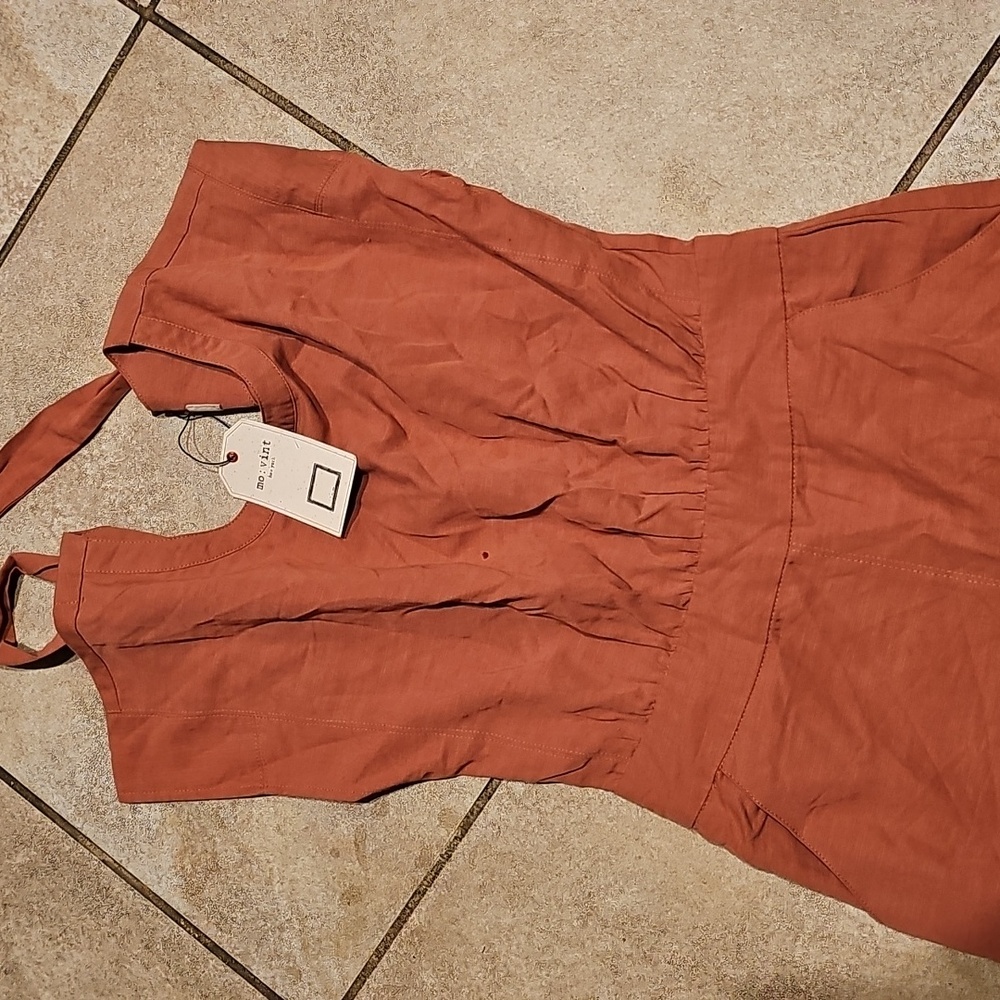 NWT Mo:Vint New York open back wide leg jumpsuit jumper mauve coveralls sz S - Picture 2 of 6